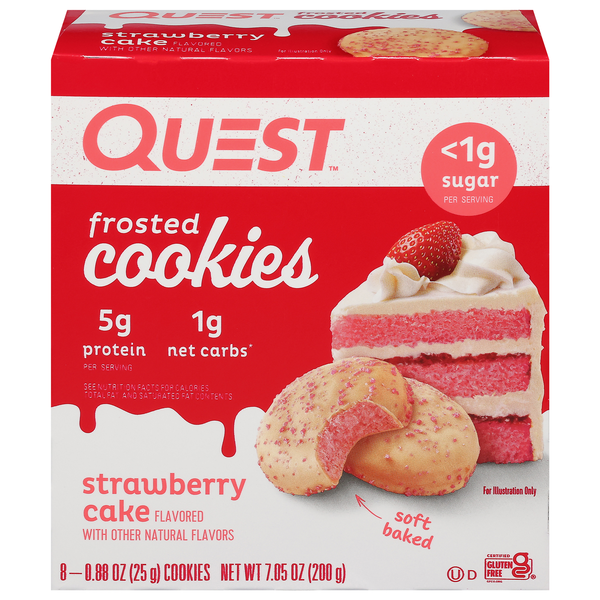 Quest Strawberry Cake 5g Protein Frosted Cookies - 8 ct
