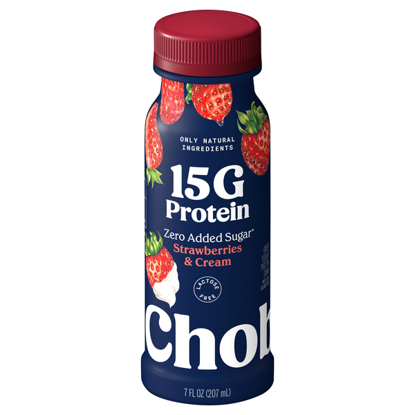 Chobani Strawberries & Cream Greek Yogurt 15g Protein Drink
