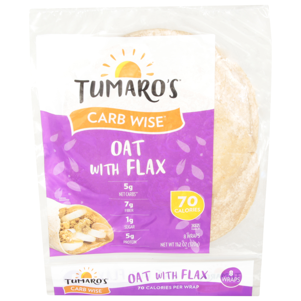 Save on Tumaro's Wraps Oat with Flax LowinCarb 8 ct Order Online
