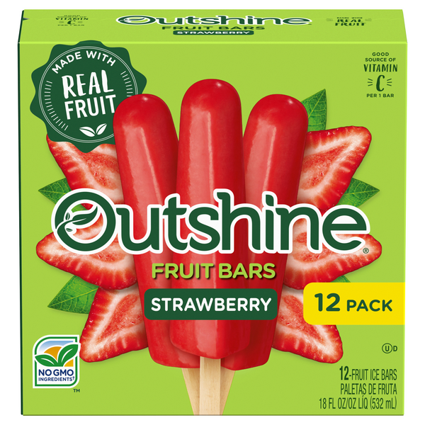 Outshine Strawberry Fruit Ice Bars - 12 ct