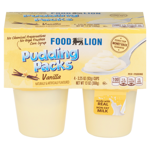Food Lion Pudding Packs Vanilla - 4 ct