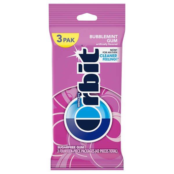 Orbit Sugar Free Gum Bubblemint Sugar Free - 3 ct