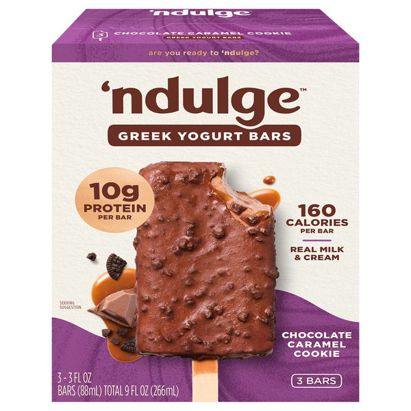 'Ndulge Chocolate Caramel Cookie Protein Greek Yogurt Bars - 3 ct Frozen