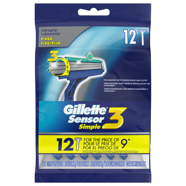 Save on Gillette Sensor3 Simple Razors Disposable Order Online Delivery ...