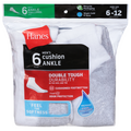 Hanes Men's Double Tough Cushion Ankle Socks Size 6- 12 White