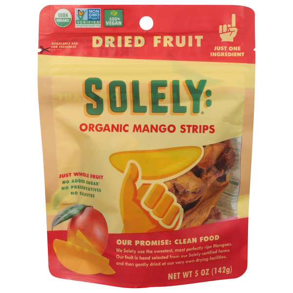 Solely Organic Dried Fruit Mango Strips