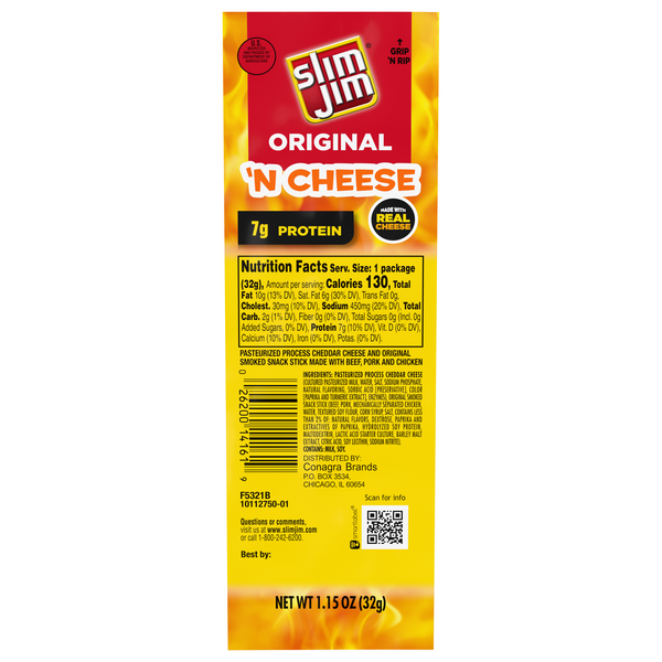 Slim Jim Original 'N Cheese Snack Stick