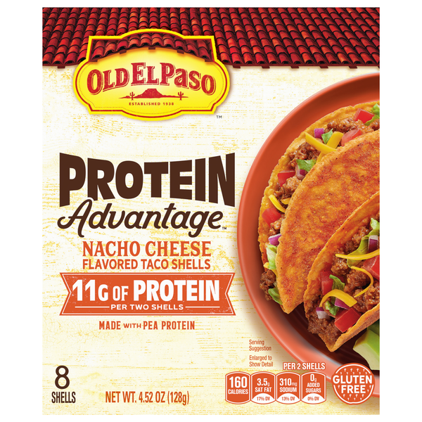 Old El Paso Protein Advantage Nacho Cheese Flavor Hard Taco Shells - 8 ct