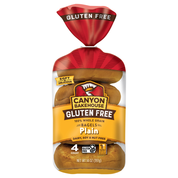 Canyon Bakehouse Gluten Free Plain Bagels - 4 ct Frozen