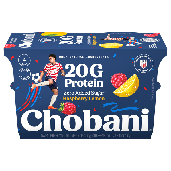 Chobani 20g Protein Lowfat Raspberry Lemon Greek Yogurt Value Cups - 4 ct