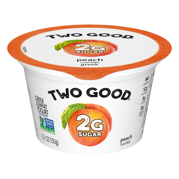 Save on Two Good Greek Yogurt Peach Low Fat Low Carb 2g Sugar Order