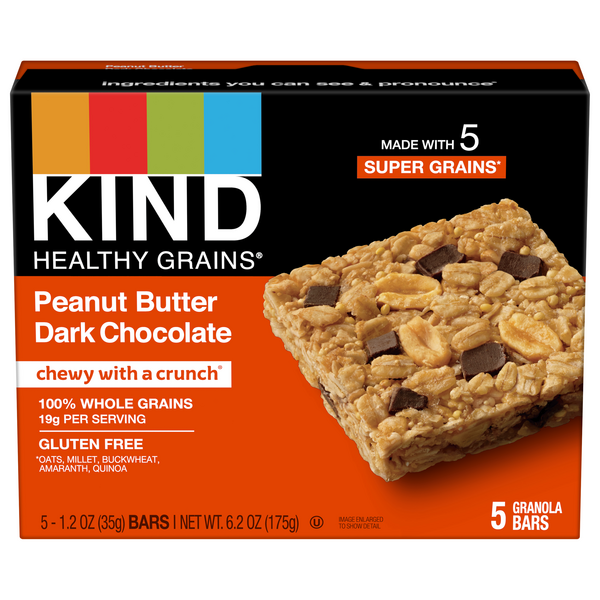 KIND Healthy Grains Peanut Butter Dark Chocolate Granola Bars - 5 ct