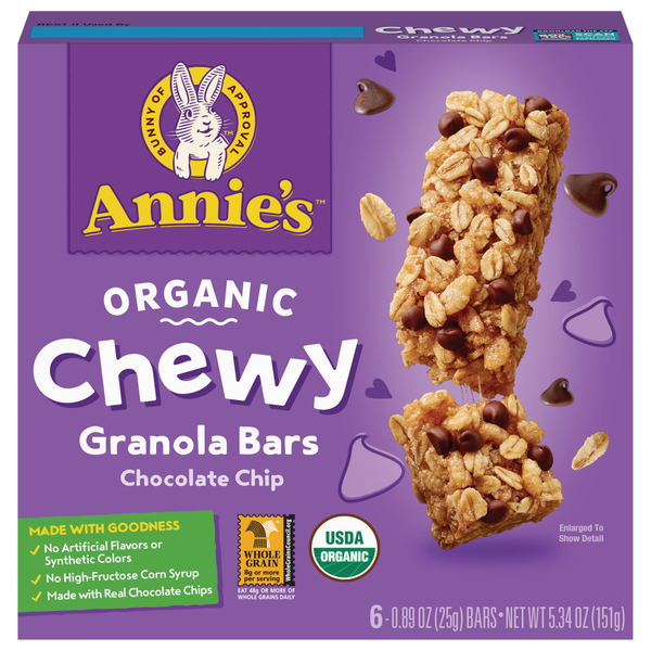 Annie's Homegrown Organic Chewy Chocolate Chip Granola Bars - 6 ct