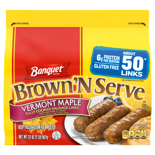 Banquet Brown 'N Serve Vermont Maple Breakfast Sausage Links - apx 50 ct