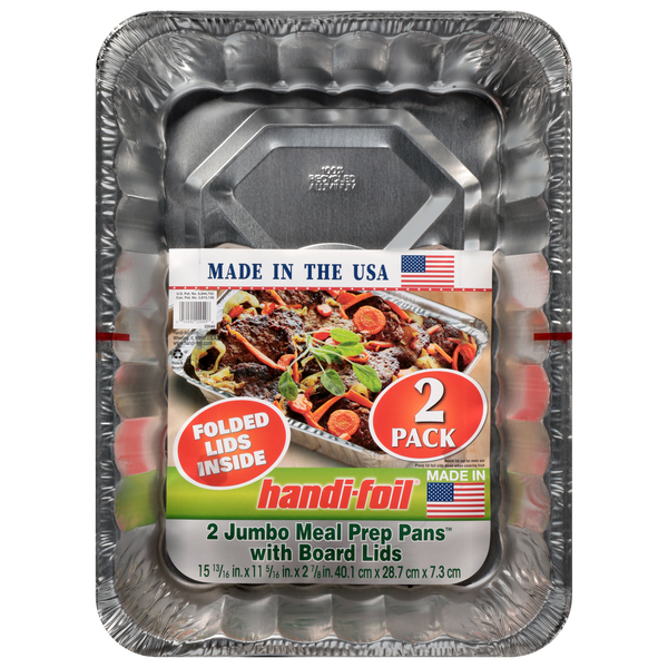 Handi Foil Jumbo Meal Prep Pans with Board Lids