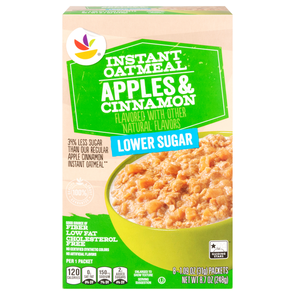 Giant Lower Sugar Apples & Cinnamon Instant Oatmeal - 8 ct
