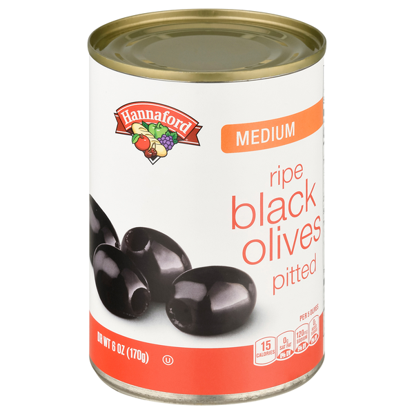 Hannaford Medium Pitted Ripe Black Olives