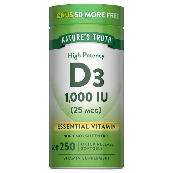 Nature's Truth 25mcg 1000IU Vitamin D3 Quick Release Softgels