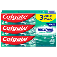 Colgate Max Fresh Whitening Clean Mint Toothpaste w/Breath Strips - 3 ct
