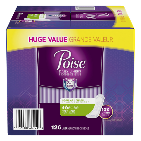 Save on Poise Daily Incontinence Liners Regular Length Very Light Huge