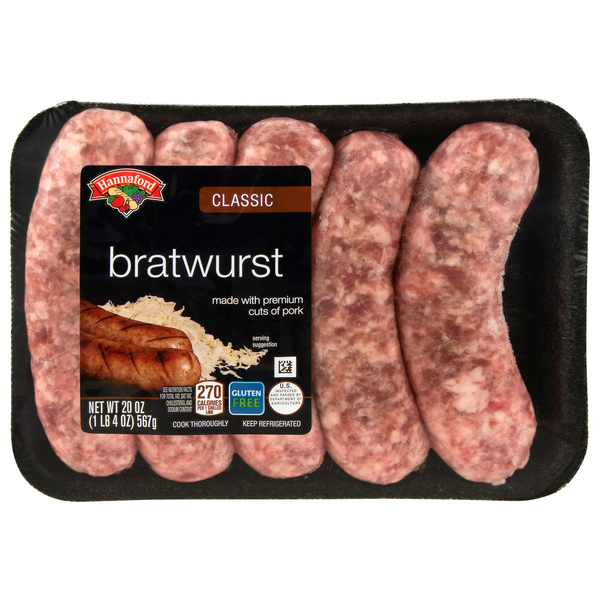 Hannaford Original Bratwurst Sausage - 5 ct Fresh