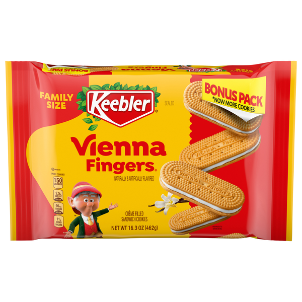 Keebler Vienna Fingers Vanilla Fudge Creme Sandwich Cookies Family Size