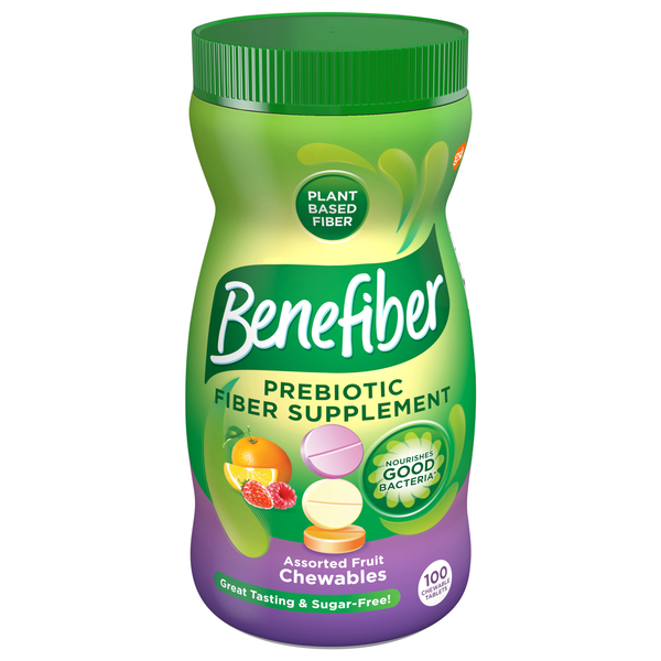 Benefiber Prebiotic Fiber Supplement Sugar Free Fruit Chewable Tablets
