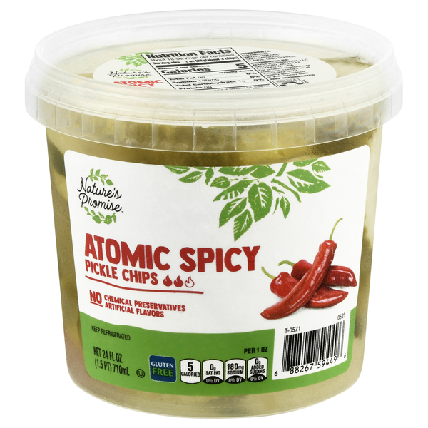 Nature's Promise Atomic Spicy Pickle Chips Refrigerated