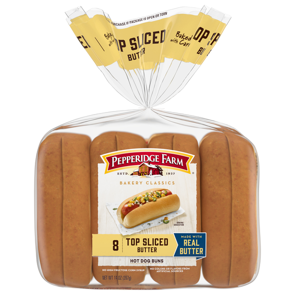 Pepperidge Farm Bakery Classics Top Sliced Butter Hot Dog Buns - 8 ct