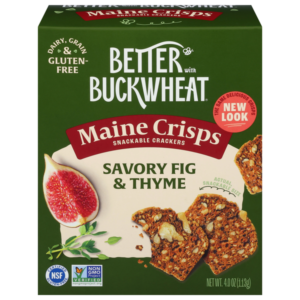 Maine Crisp Gluten Free Savory Fig & Thyme Buckwheat Crackers