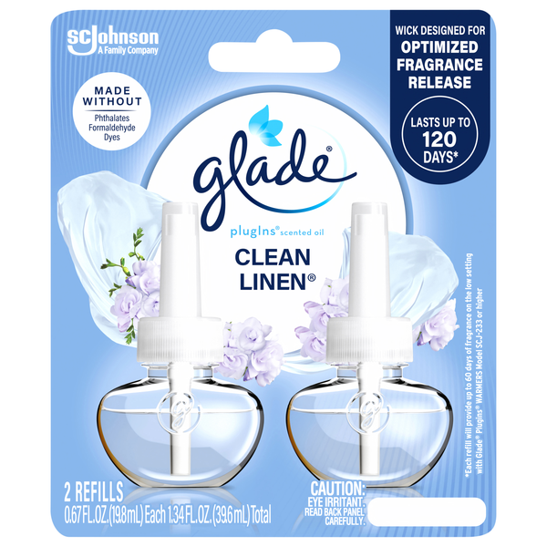 Glade plugIns Clean Linen Scented Oil Refills - 2 ct