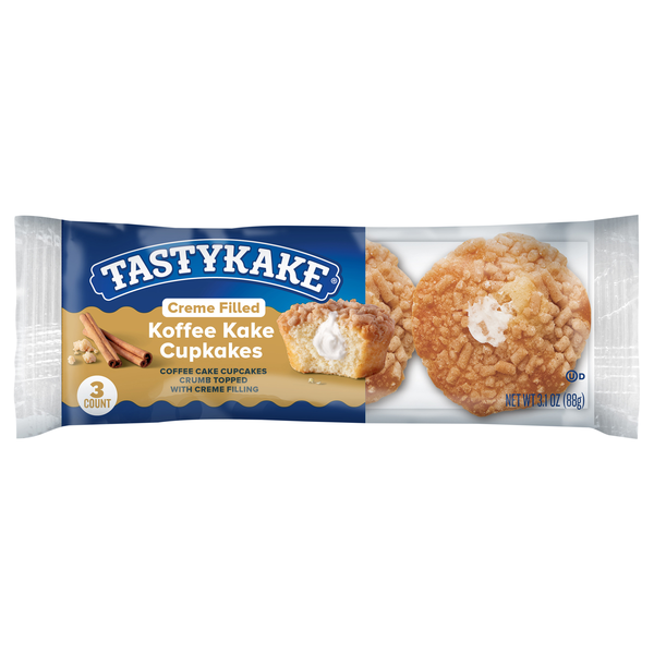 Tastykake Creme Filled Koffee Kake Cupcakes - 3 ct