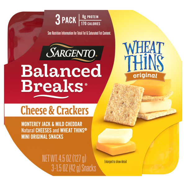 Sargento Balanced Breaks Jack & Cheddar Cheese w/Wheat Thin Crackers 3 ct
