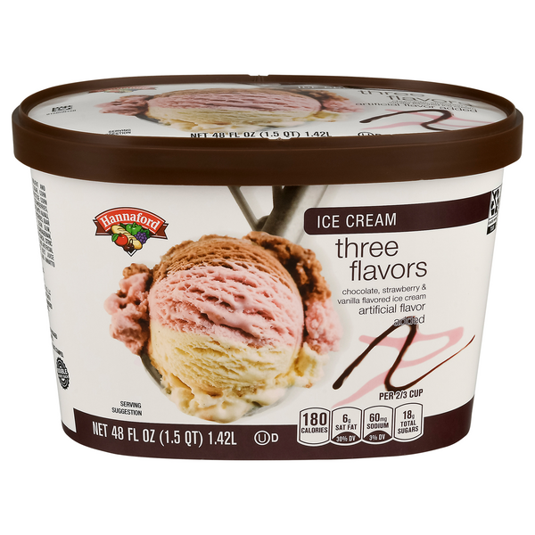 Hannaford Three Flavors Chocolate Strawberry & Vanilla Ice Cream