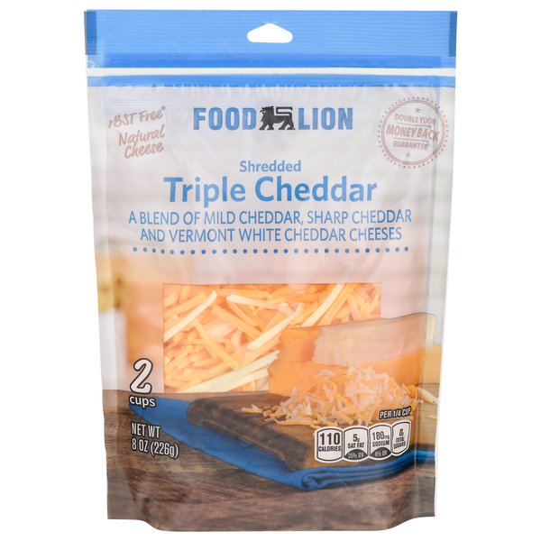 Food Lion Natural Shredded Triple Cheddar Cheese