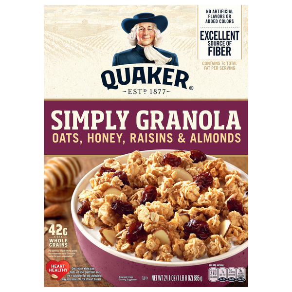 Quaker Simply Granola Oats Honey Raisins & Almonds Whole Grain Cereal
