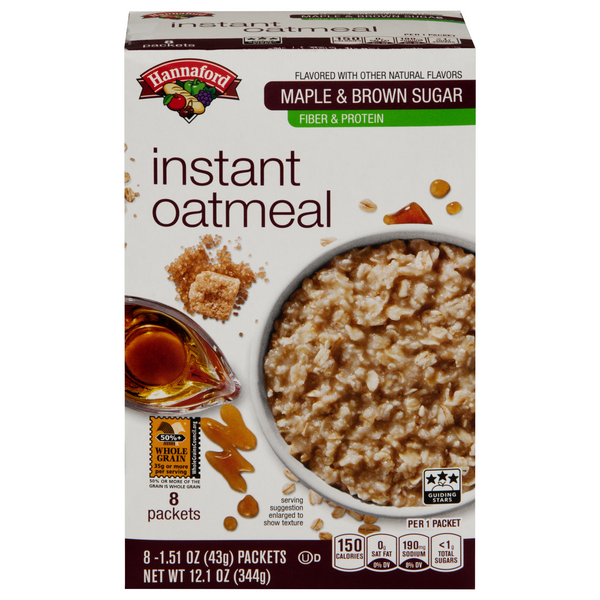 Hannaford Fiber & Protein Maple & Brown Sugar Instant Oatmeal - 8 ct