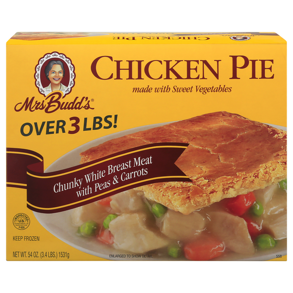 Mrs. Budd's Chicken Pie White Meat with Peas & Carrots Frozen Meal