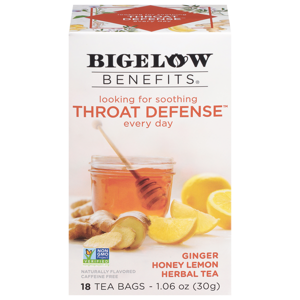 Save on Bigelow Benefits Throat Defense Ginger Honey Lemon Herbal Tea
