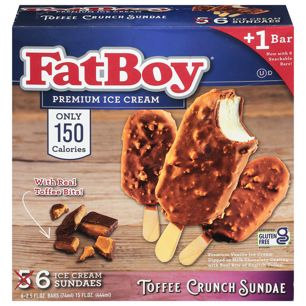 Save on FatBoy Premium Ice Cream Bars Toffee Crunch Sundae 6 ct Order