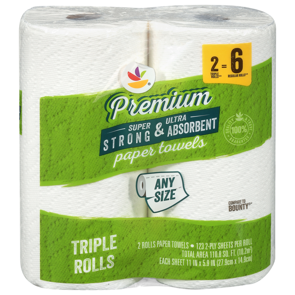 Stop & Shop Premium White Triple Roll 2-Ply Paper Towels - 2 ct