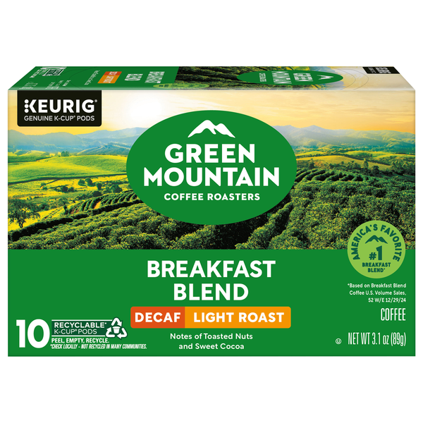 Green Mountain Breakfast Blend Decaf Light Roast K-Cup Coffee Pods