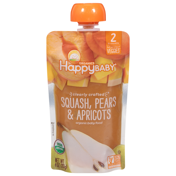 Happy Baby Organics 2 Baby Food Squash Pears & Apricots