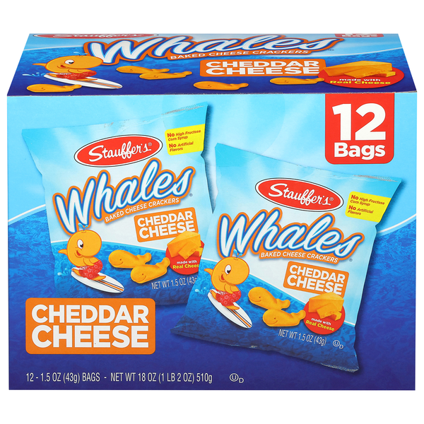 Stauffer's Whales Baked Cheddar Cheese Crackers - 12 ct