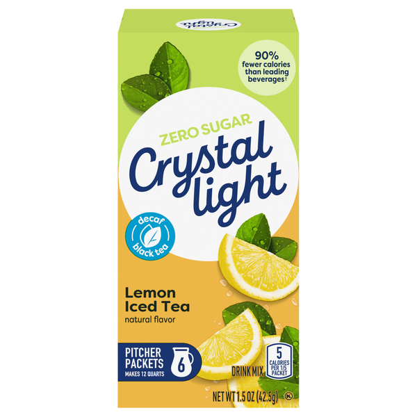Crystal Light Sugar Free Decaf Lemon Iced Tea Mix Pitcher Packets - 6 ct