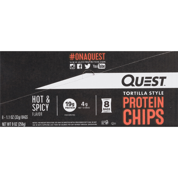 Quest Gluten Free Hot & Spicy 19g Tortilla Style Protein Chips - 8 ct