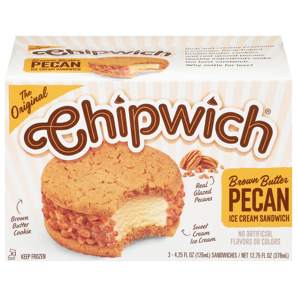 Chipwich Brown Butter Pecan Ice Cream Sandwiches - 3 ct Frozen