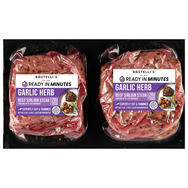 Rastelli's Garlic Herb Beef Sirloin Steaks - 2 ct