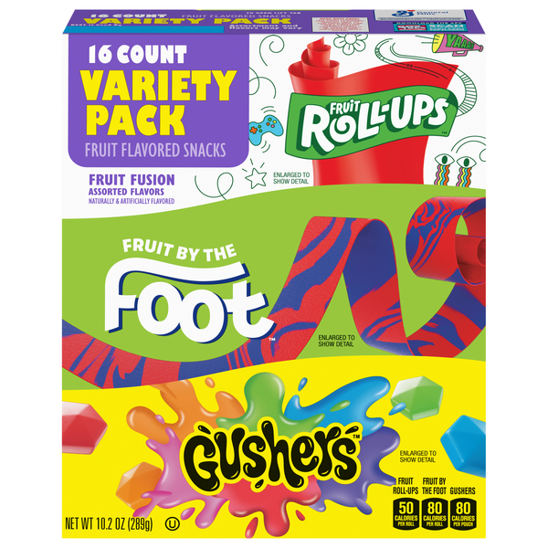 Fruit By The Foot Fruit Gushers & Roll-Ups Variety Pack - 16 ct