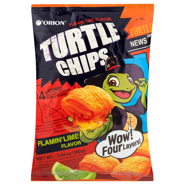 Orion Flamin' Lime Flavored Turtle Chips
